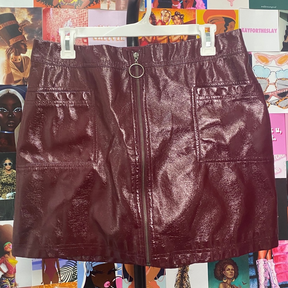 Patent leather skirt